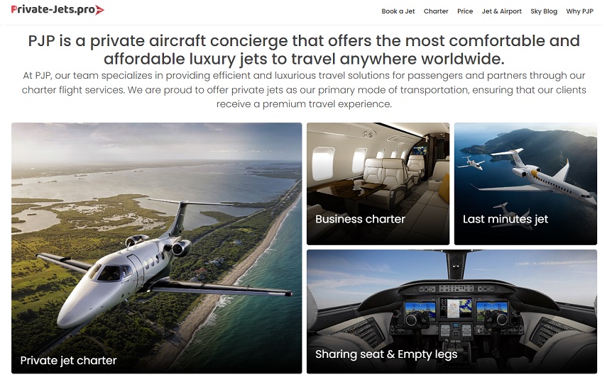 projet website private jet